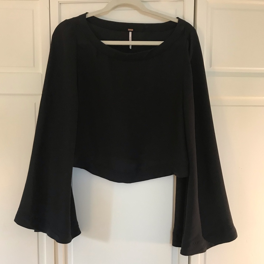 Free People cropped blouse with bell sleeves